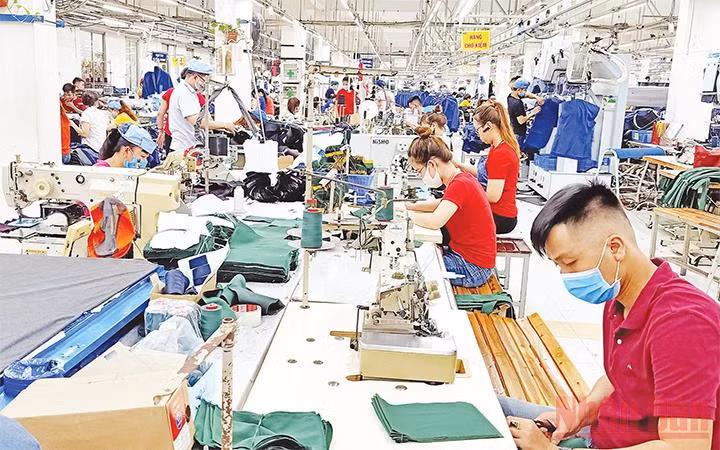 Một dây chuyền may của Công ty cổ phần May Nhà Bè.