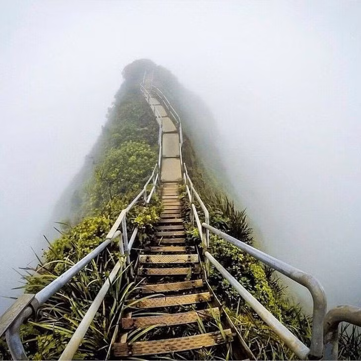 Nơi từng là "Nấc thang lên thiên đường" nổi tiếng, Oahu, Hawaii.