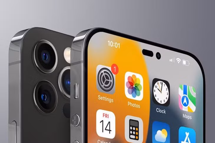 Bản dựng iPhone 14 với màn hình có 2 phần đục lỗ (Ảnh: PhoneArena).