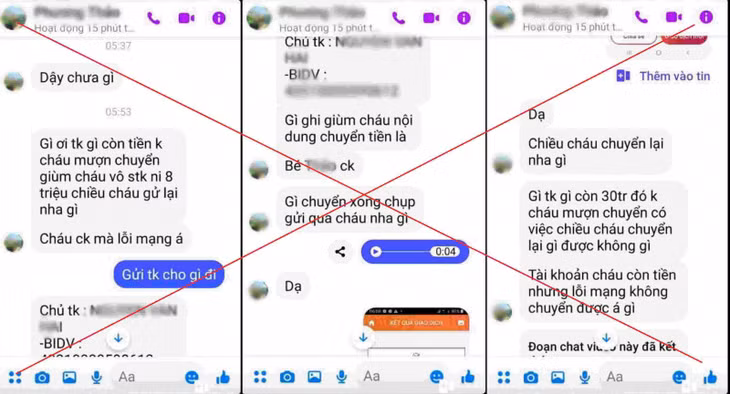 Một số tin nhắn các đối tượng dùng để lừa đảo