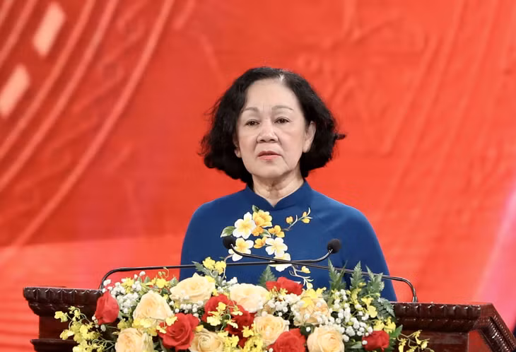 Đồng chí Trương Thị Mai, Trưởng Ban Tổ chức Trung ương, Trưởng Ban Chỉ đạo Giải đã phát động Giải báo chí toàn quốc về xây dựng Đảng lần thứ VII - năm 2022.