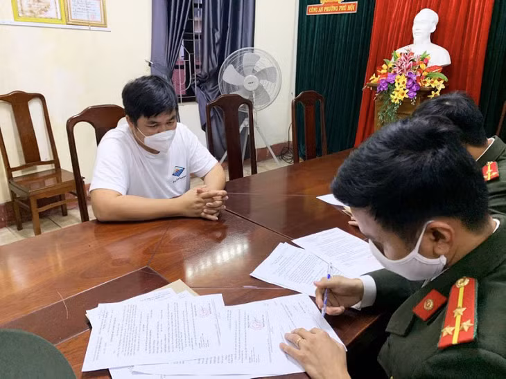 Đối tượng Nguyễn Xuân Trường tại cơ quan Công an.