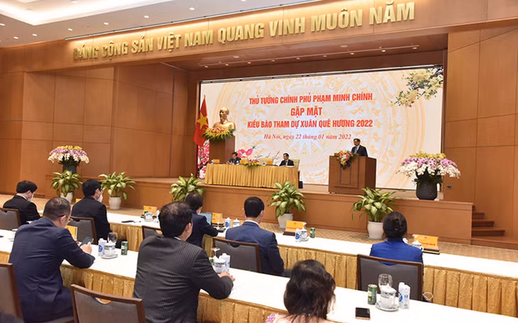 Thủ tướng Phạm Minh Chính phát biểu tại buổi gặp mặt. (Ảnh: Trần Hải)
