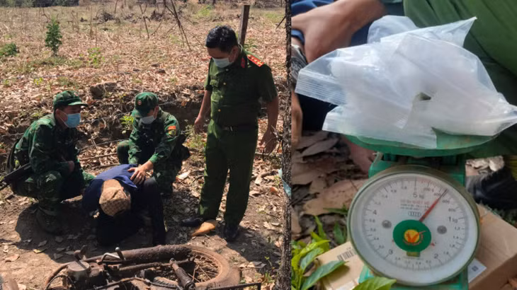 Đối tượng Nguyễn Hữu Soạn cùng tang vật bị bắt giữ.