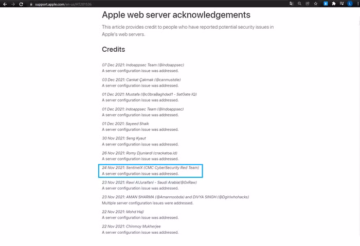 Trang Apple công bố và ghi nhận phát hiện lỗi trên 2 domain hệ thống.