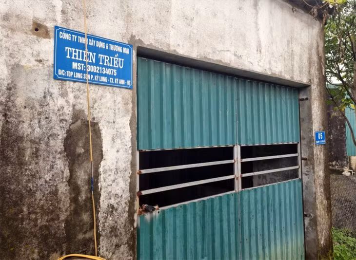 "Trụ sở" của Công ty Thiên Triều tại tổ dân phố Long Thành, phường Kỳ Long, thị xã Kỳ Anh.