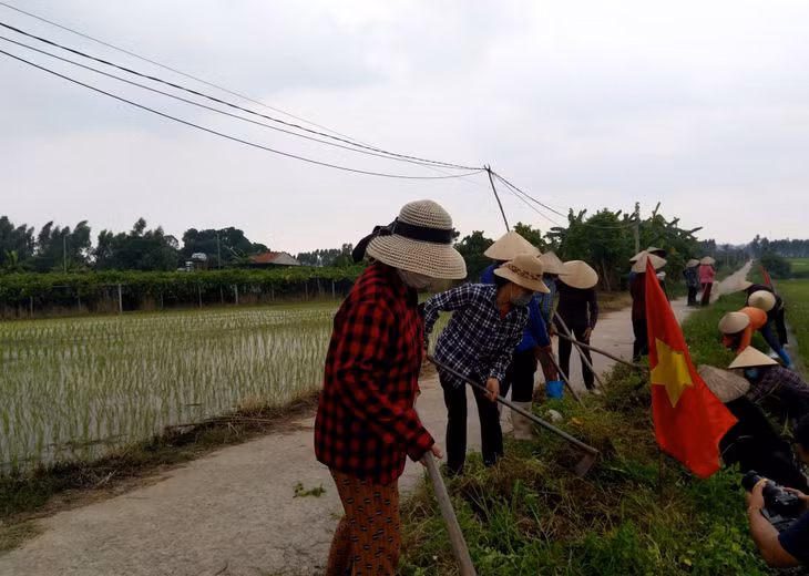 Nông dân TX Quảng Yên dọn dẹp vệ sinh môi trường nông thôn.
