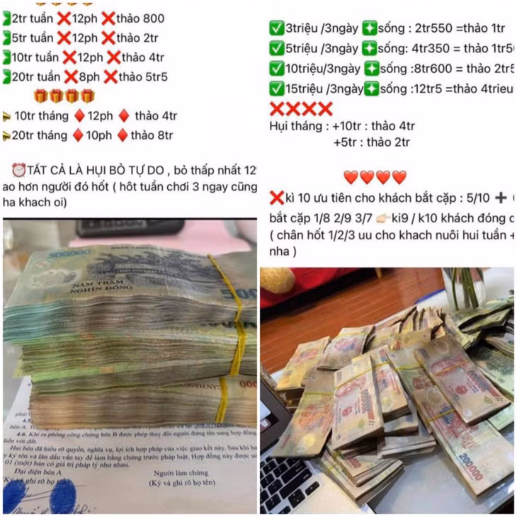 Bà Th. thông báo về các dây hụi trên facebook cá nhân.