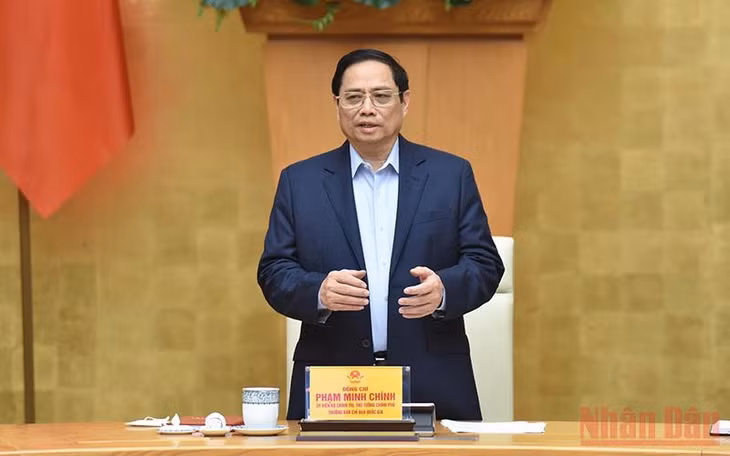 Thủ tướng Phạm Minh Chính phát biểu ý kiến tại cuộc họp. (Ảnh: Trần Hải)