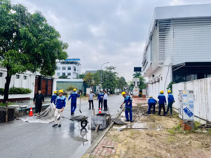 Công ty CP Xây dựng công trình 507 tổ chức thi công hạng mục chống ngập khi triều cường tại khu lấn biển Vựng Đâng (phường Yết Kiêu, TP Hạ Long).