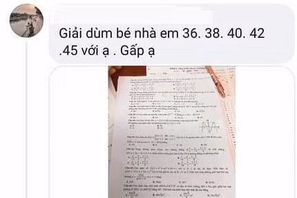 Hình ảnh chụp màn hình đề thi bị "lộ" khi thời gian làm bài thi chưa kết thúc