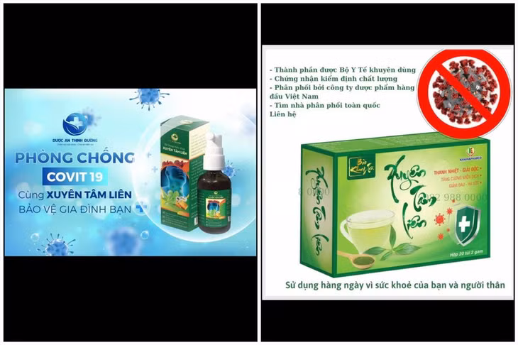 Quảng cáo “nổ” công dụng của một số sản phẩm có chứa Xuyên tâm liên