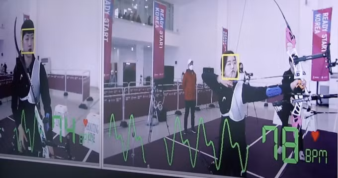 Video ghi lại chỉ số nhịp tim của cung thủ Hàn Quốc trong một buổi tập trước thềm Olympic 2020. Ảnh: chụp màn hình