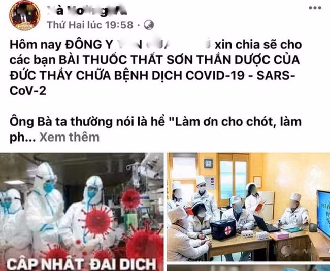 Trang Facebook cá nhân của ông Vũ đăng quảng cáo bịa đặt có "thần dược" trị được bệnh COVID-19 (Ảnh: Báo Sài Gòn giải phóng)