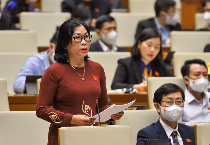 Đại biểu Quốc hội tỉnh Bình Thuận Bố Thị Xuân Linh phát biểu. (Ảnh: Văn phòng Quốc hội)