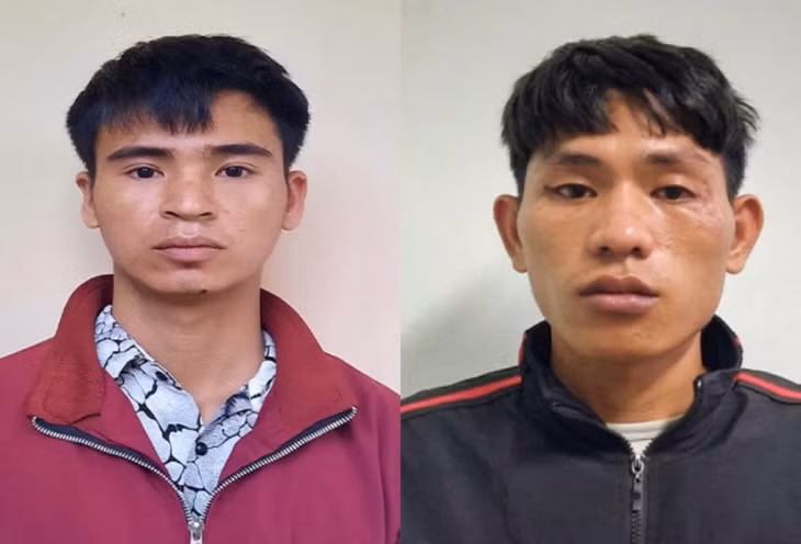 Hai bị can Phùng Văn Tuấn và Trương Văn Hùng tại cơ quan Công an