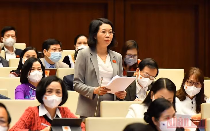Đại biểu Mai Thị Phương Hoa (Nam Định) phát biểu tại phiên thảo luận. (Ảnh: LINH NGUYÊN)