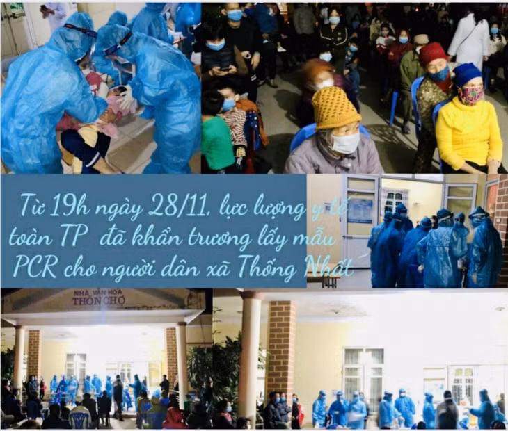 TP Hạ Long tổ chức xét nghiệm PCR cho người dân xã Thống Nhất trong tối ngày 28/11. Ảnh: Ban Tuyên giáo Hạ Long