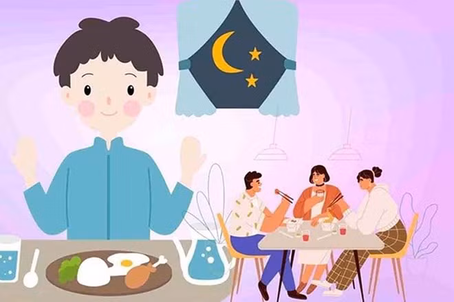 Ăn tối sát giờ ngủ và những ảnh hưởng đến tiêu hóa, giấc ngủ. Đồ họa: Thiện Nhân
