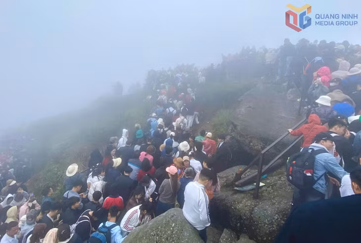 Dòng người tiếp tục chặng đường hành hương trong sương...