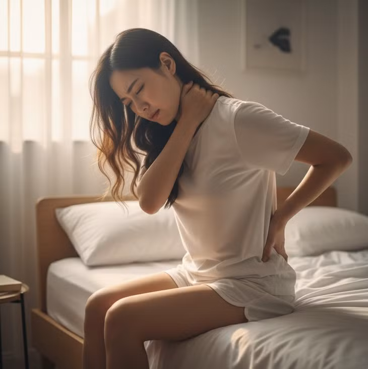 Cổ - vai - gáy là nhóm cơ thường bị căng cứng nhất sau những ngày ngủ muộn, ngồi nhiều trong dịp Tết.