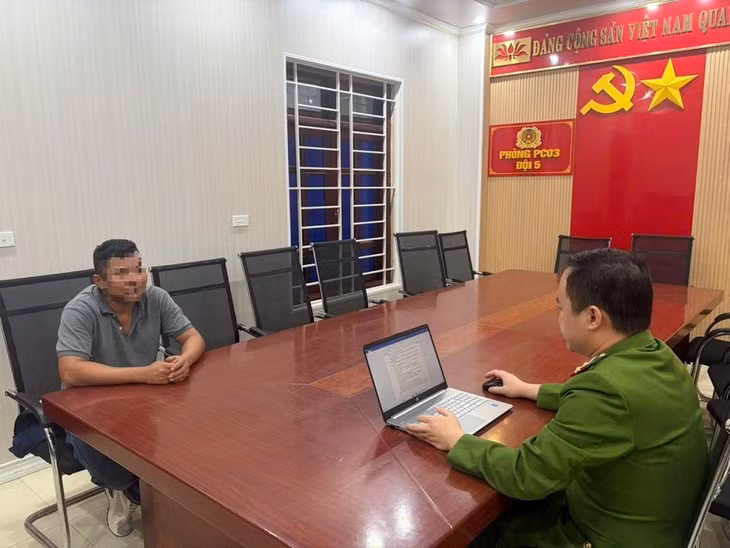 Đối tượng N.H.H. tại cơ quan công an. Ảnh: Ngọc Anh