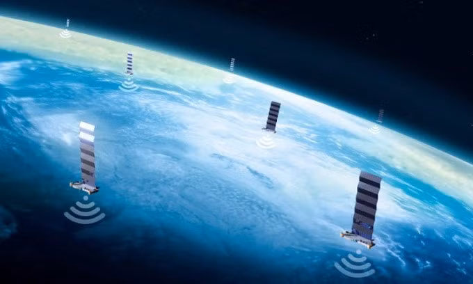 Mô phỏng mạng lưới vệ tinh Starlink trên quỹ đạo Trái Đất. Ảnh: SpaceX