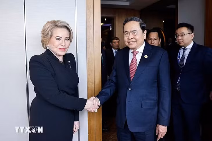 Chủ tịch Quốc hội Trần Thanh Mẫn hội kiến Chủ tịch Hội đồng Liên bang Nga Valentina Matviyenko - Ảnh: TTXVN