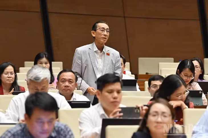 Đại biểu Trần Hoàng Ngân (Đoàn TP Hồ Chí Minh) nêu ý kiến thảo luận. (Ảnh: THỦY NGUYÊN)