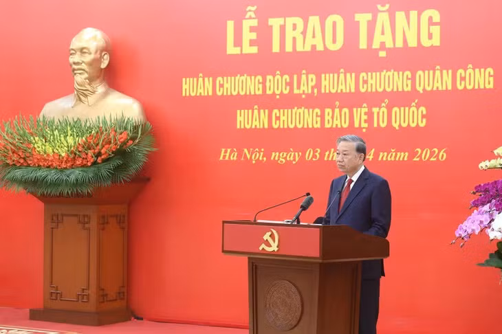 Tổng Bí thư Tô Lâm phát biểu tại buổi lễ. (Ảnh: ĐĂNG KHOA)