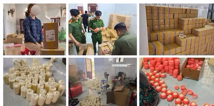 Các loại kem trộn "3 không" tại cơ sở của bà T.K.V. - Ảnh: CACC