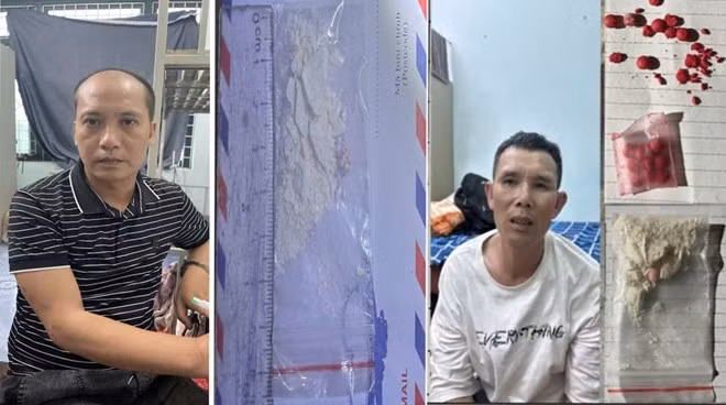 Các đối tượng cùng tang vật ma túy. Ảnh: Công an Hưng Yên