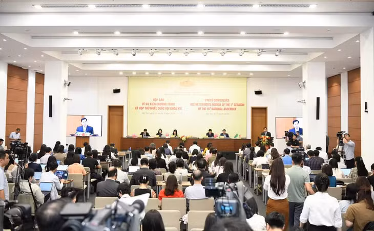 Quang cảnh Họp báo về dự kiến Chương trình Kỳ họp thứ nhất, Quốc hội khóa XVI. (Ảnh: DUY LINH)