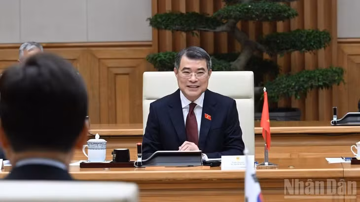 Thủ tướng Chính phủ Lê Minh Hưng phát biểu ý kiến tại cuộc hội kiến. (Ảnh: Trần Hải)