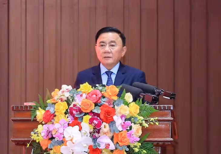 Thường trực Ban Bí thư Trần Cẩm Tú phát biểu giao nhiệm vụ. (Ảnh: DUY LINH)
