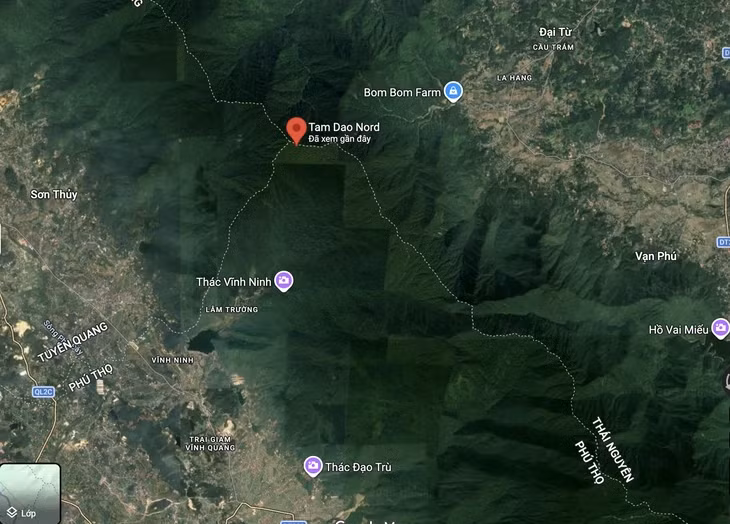 Vị trí đỉnh Tam Đảo Bắc - Ảnh: Google Maps