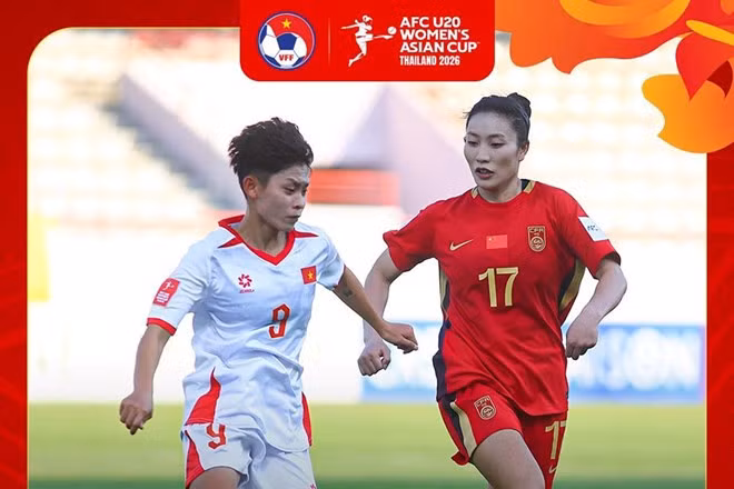 U20 nữ Việt Nam (áo trắng) thua U20 nữ Trung Quốc ở trận ra quân vòng chung kết U20 nữ châu Á 2026. Ảnh: VFF