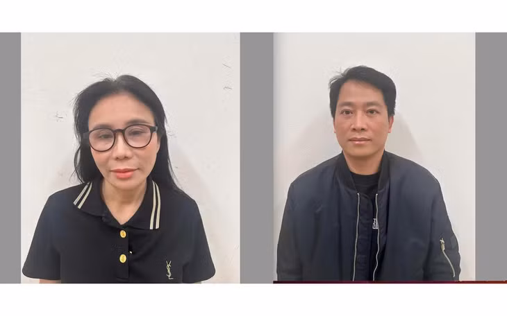 Phan Thị Mai (ngoài cùng bên trái) Giám đốc Công ty TNHH Thẩm mỹ viện Mailisa và chồng là Hoàng Kim Khánh, Tổng Giám đốc Công ty TNHH Sản xuất Thương mại Dịch vụ Xuất nhập khẩu MK Skincare . Ảnh: BCA