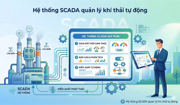 Hệ thống SCADA quản lý khí thải nhà máy.