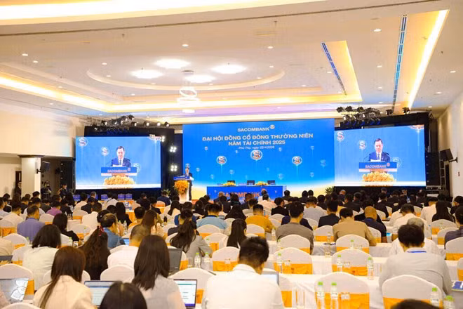 Quang cảnh đại hội cổ đông thường niên 2026 của Sacombank ngày 22.4. Ảnh: Nguồn Sacombank