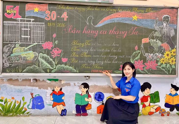 Tác phẩm tham dự cuộc thi "Vẽ tranh trên bảng phấn lớp học" của Chi đoàn Trường TH-THCS Phương Nam.