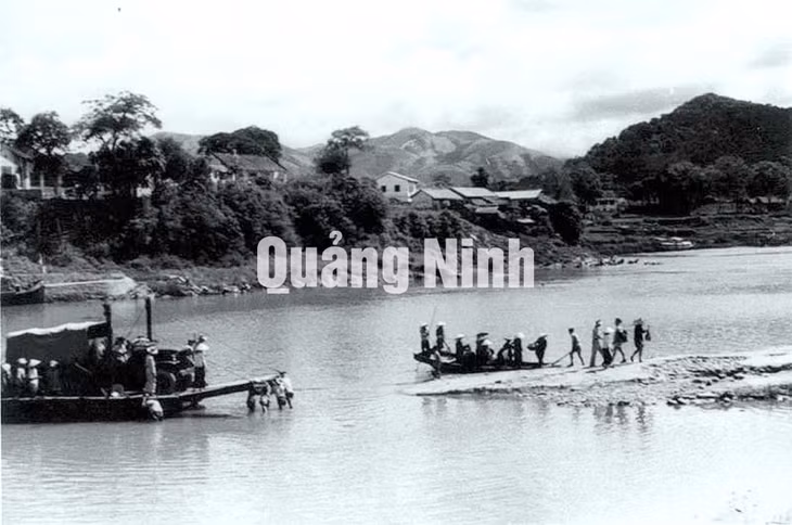 Phà Bến Châu xưa nối huyết mạch giao thông từ Hạ Long đi Móng Cái phải dùng sức người để kéo phà qua sông. Ảnh: Thanh Sơn (CTV)