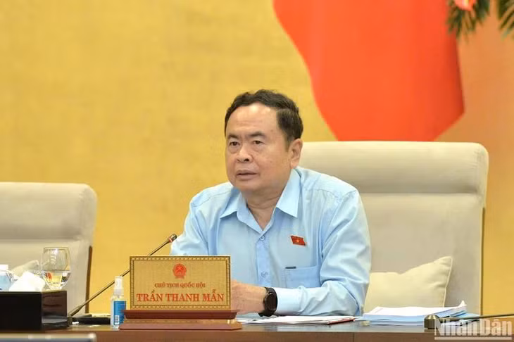 Chủ tịch Quốc hội Trần Thanh Mẫn phát biểu tại phiên họp. (Ảnh: DUY LINH)