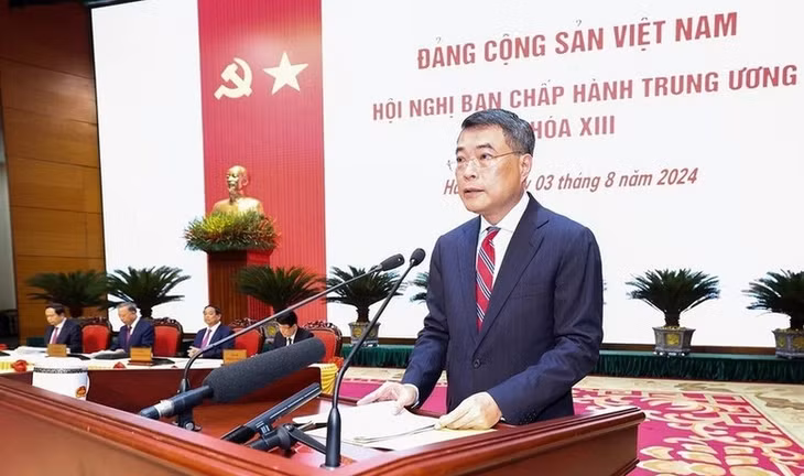 Ủy viên Bộ Chính trị, Bí thư Trung ương Đảng, Trưởng Ban Tổ chức Trung ương Lê Minh Hưng phát biểu tại hội nghị