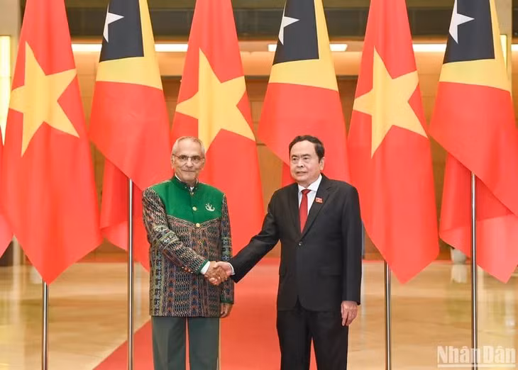 Chủ tịch Quốc hội Trần Thanh Mẫn và Tổng thống Timor-Leste Jose Ramos-Horta. (Ảnh: Duy Linh)