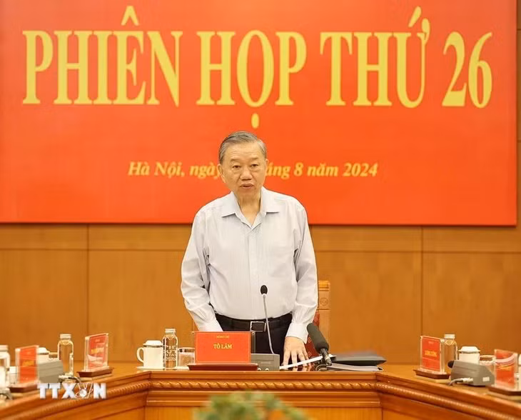 Tổng Bí thư, Chủ tịch nước Tô Lâm phát biểu chỉ đạo phiên họp. (Ảnh: Trí Dũng/TTXVN)