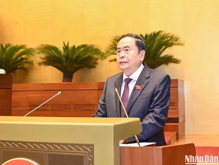 Chủ tịch Quốc hội Trần Thanh Mẫn phát biểu khai mạc phiên chất vấn và trả lời chất vấn. (Ảnh: DUY LINH)