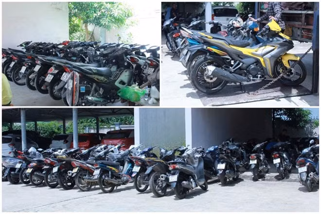 Tang vật chuyên án trộm cắp xe máy xuyên quốc gia. Ảnh: Công an Nghệ An