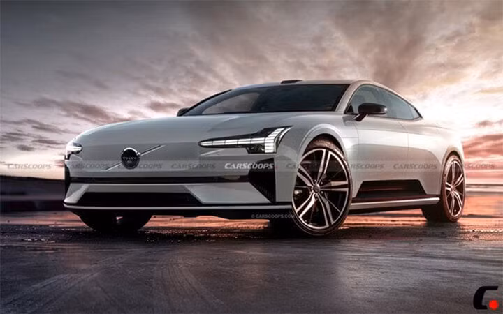 Bản vẽ mô phỏng thiết kế của chiếc sedan điện Volvo ES60. Ảnh: Carscoops.