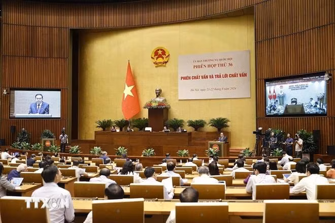 Chủ tịch Quốc hội Trần Thanh Mẫn phát biểu khai mạc. (Ảnh: Doãn Tấn/TTXVN)
